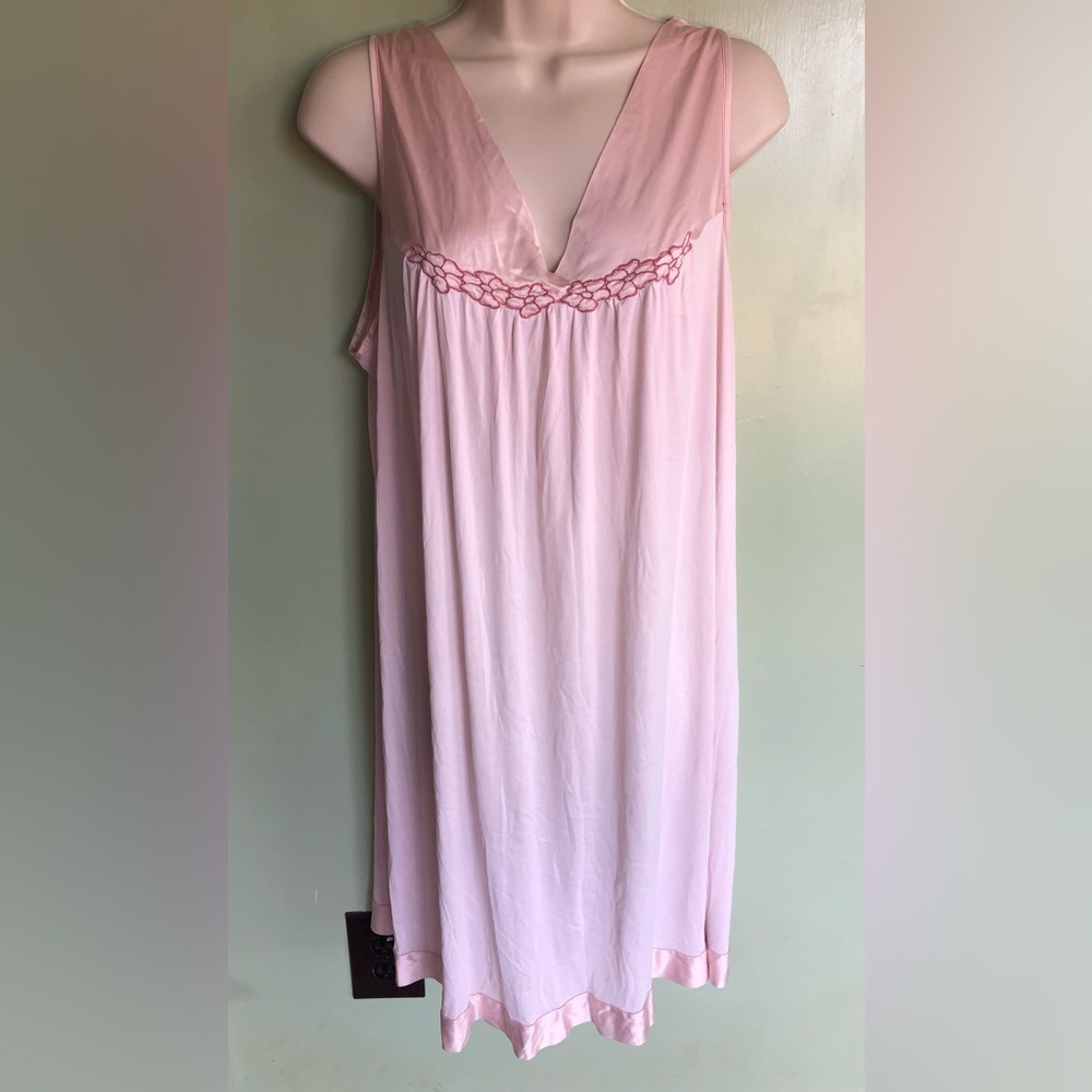 Vanity Fair Vintage Night Gown Womens Large Pink Lace Nylon, Sexy Sheer 30-107